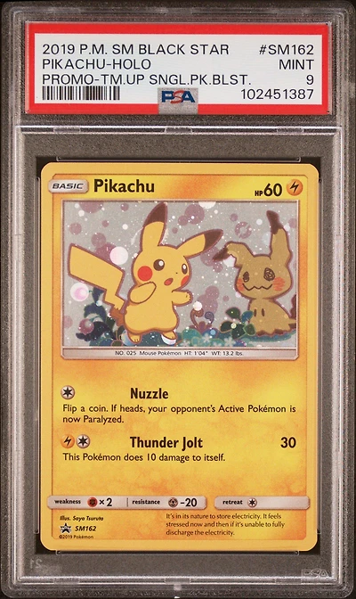 2019 Pokemon Sm Black Star Promo Sm162 Pikachu-holo Team Up Single Pack Blisters PSA