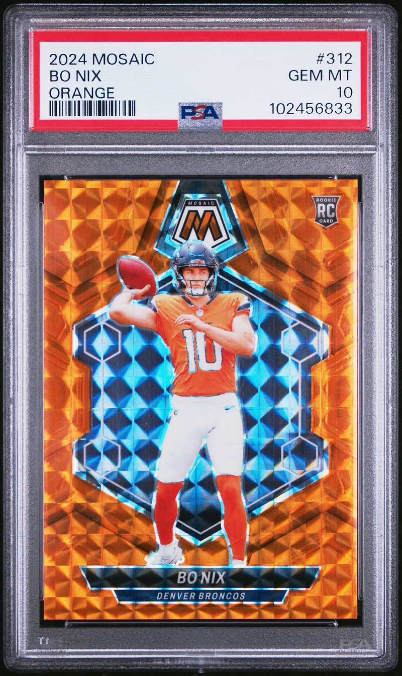 2024 Panini Mosaic 312 Bo Nix Orange PSA 10