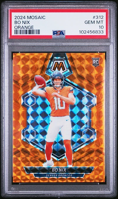 2024 Panini Mosaic 312 Bo Nix Orange PSA 10