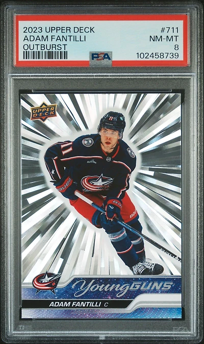 2023 Upper Deck 711 Adam Fantilli Outburst PSA 8
