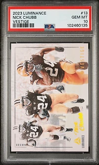 2023 Panini Luminance Vestige 13 Nick Chubb PSA 10