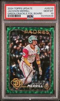 2024 Topps Update Us210 Jackson Merrill Green Crackle Foilboard PSA 10