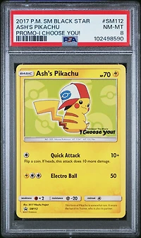 2017 Pokemon Sm Black Star Promo Sm112 Ash's Pikachu I Choose You! PSA