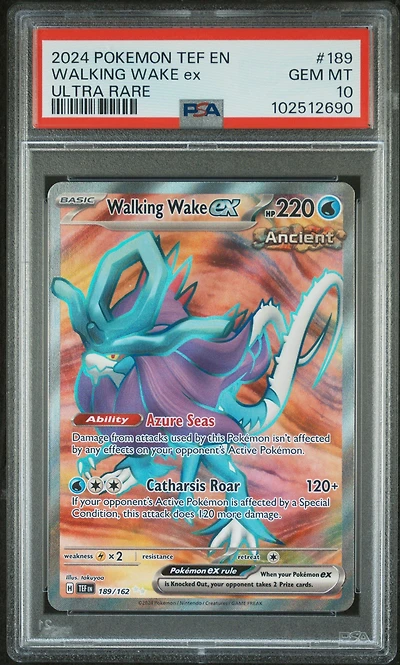 2024 Pokemon Tef En-temporal Forces 189 Walking Wake Ex Ultra Rare PSA