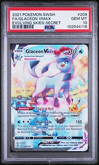 2021 Pokemon Sword & Shield Evolving Skies Full Art/glaceon Vmax Secret PSA