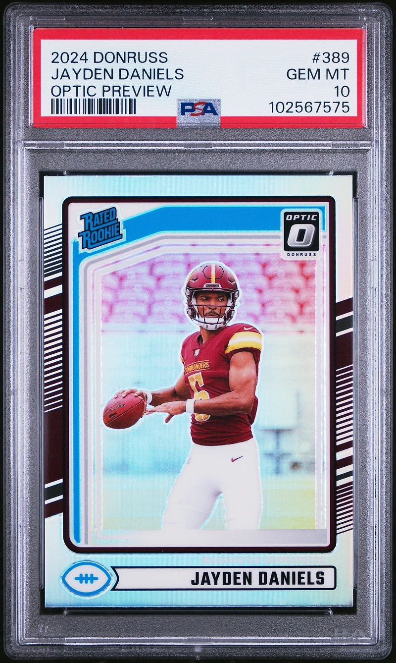 2024 Panini Donruss 389 Jayden Daniels Optic Preview PSA 10