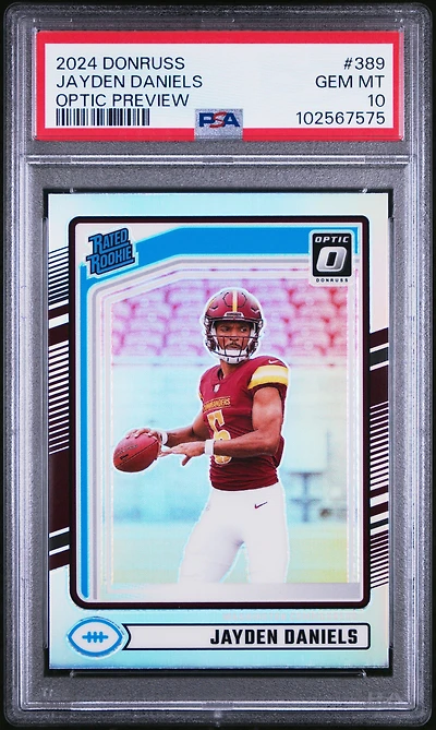 2024 Panini Donruss 389 Jayden Daniels Optic Preview PSA