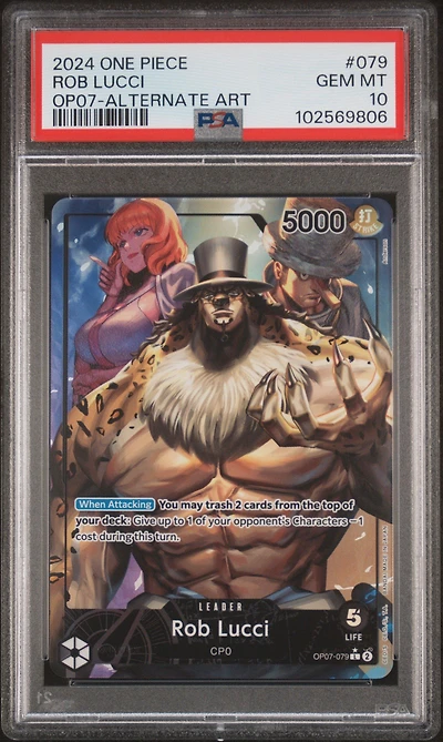 2024 One Piece Op07-500 Years In The Future 079 Rob Lucci Alternate Art PSA 10