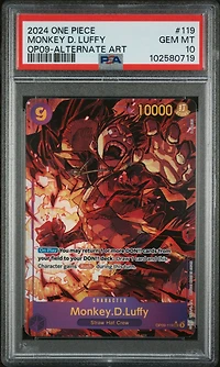 2024 One Piece Op09-emperors In The New World 119 Monkey D. Luffy Alternate Art PSA 10