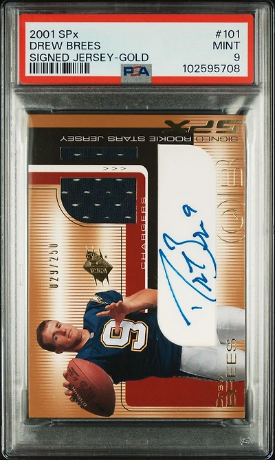 2001 Spx 101 Drew Brees Signed Jersey-gold PSA 9