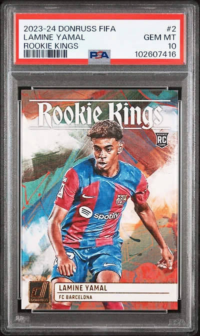 2023-24 Panini Donruss Fifa Rookie Kings 2 Lamine Yamal PSA 10