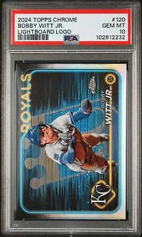 2024 Topps Chrome 120 Bobby Witt Jr. Lightboard Logo PSA 10