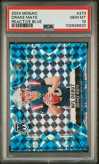 2024 Panini Mosaic 273 Drake Maye Reactive Blue PSA 10
