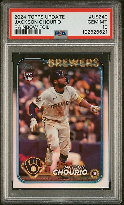 2024 Topps Update Us240 Jackson Chourio Rainbow Foil PSA 10