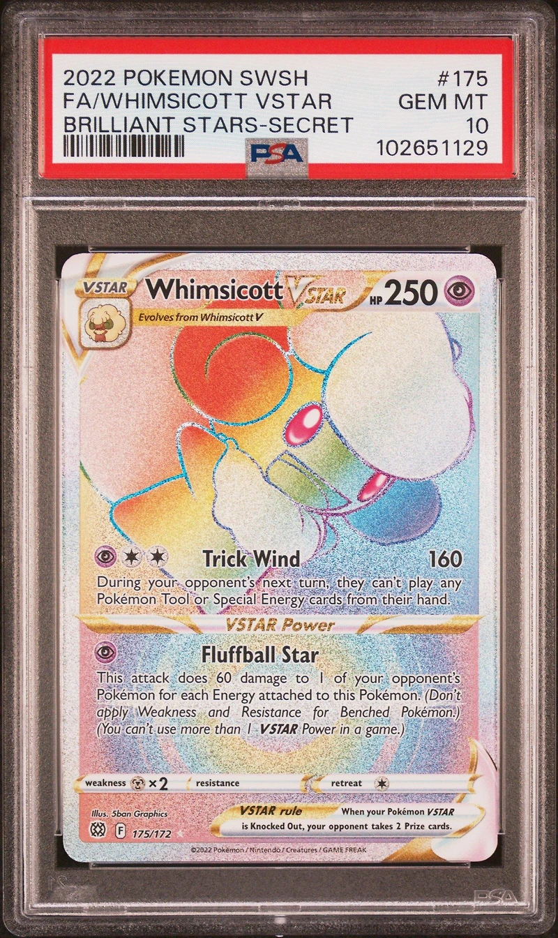 2022 Pokemon Sword & Shield Brilliant Stars 175 Full Art/whimsicott Vstar Secret PSA 10