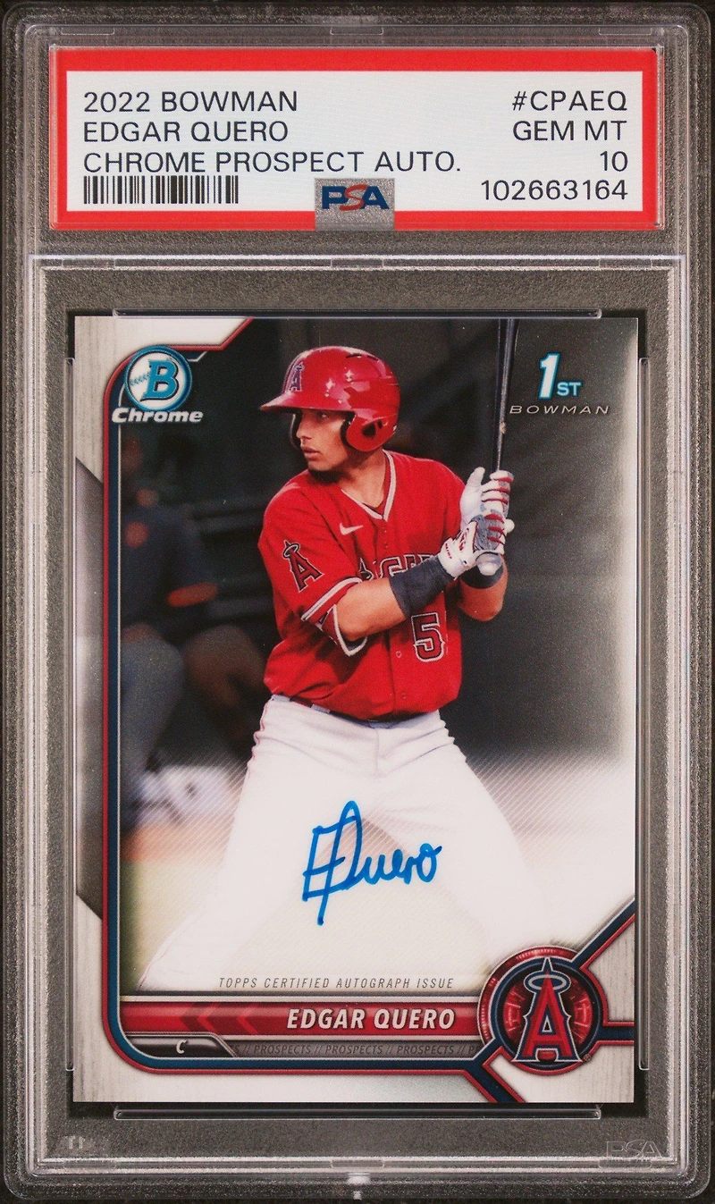 2022 Bowman Chrome Prospect Autographs Cpaeq Edgar Quero PSA 10