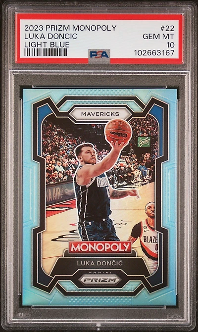2023 Panini Prizm Monopoly 22 Luka Doncic Light Blue PSA 10