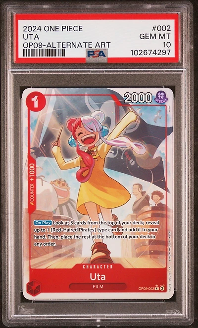 2024 One Piece Op09-emperors In The New World 002 Uta Alternate Art PSA 10