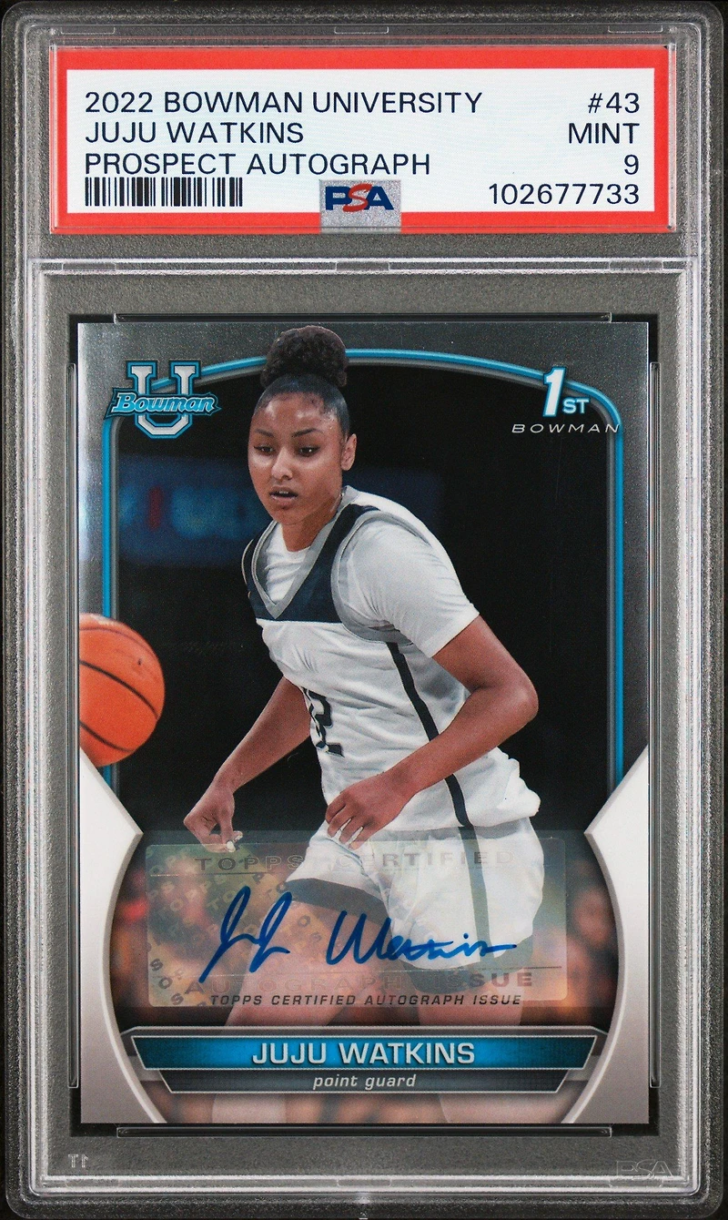 2022 Bowman Chrome University 43 Juju Watkins Prospect Autograph PSA 9