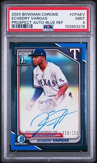 2024 Bowman Chrome Prospect Autographs Cpaev Echedry Vargas Blue Refractor PSA 9