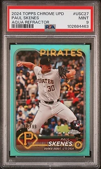 2024 Topps Chrome Update Usc27 Paul Skenes Aqua Refractor PSA 9