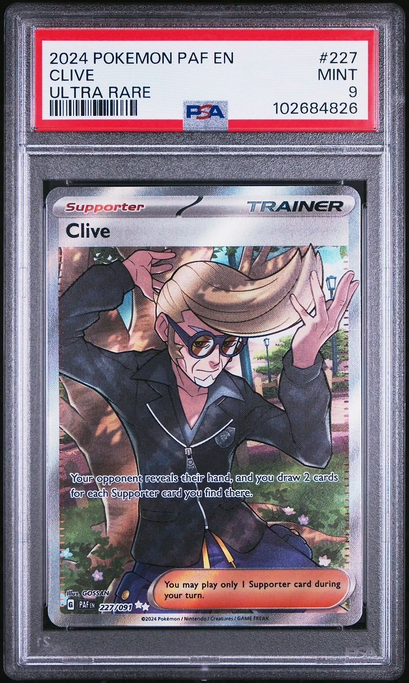 2024 Pokemon Paf En-paldean Fates 227 Clive Ultra Rare PSA 9