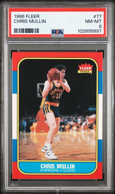 1986 Fleer 77 Chris Mullin PSA 8