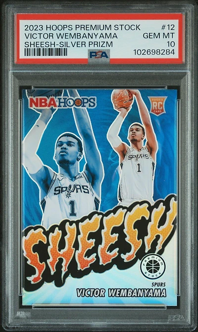 2023 Panini Hoops Premium Stock Sheesh 12 Victor Wembanyama Silver Prizm PSA 10