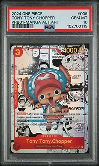 2024 One Piece Prb01-premium Booster -one Piece Card The Best- 006 Tony Tony Chopper Manga Alternate Art PSA 10
