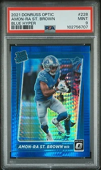 2021 Panini Donruss Optic 228 Amon-ra St. Brown Blue Hyper PSA 9