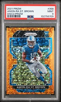 2021 Panini Prizm 358 Amon-ra St. Brown Disco Prizm PSA 9
