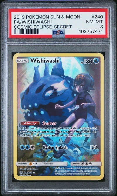 2019 Pokemon Sun & Moon Cosmic Eclipse 240 Full Art/wishiwashi Secret PSA
