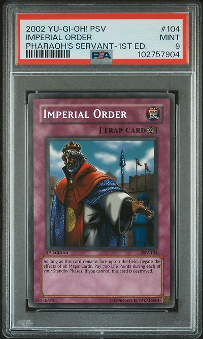 2002 Yu-gi-oh! Psv-pharaoh's Servant 104 Imperial Order 1st Edition PSA 9