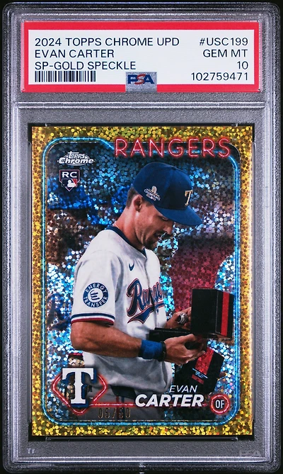 2024 Topps Chrome Update Usc199 Evan Carter Sp-gold Speckle PSA 10
