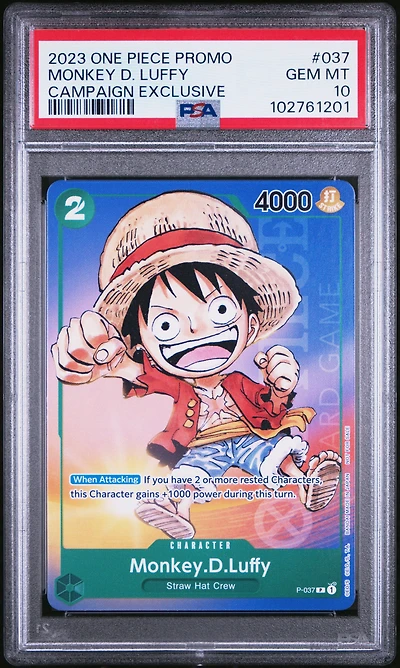 2023 One Piece Promos 037 Monkey D. Luffy Campaign Exclusive PSA 10