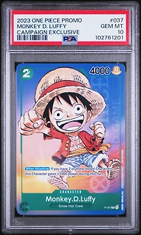 2023 One Piece Promos 037 Monkey D. Luffy Campaign Exclusive PSA 10