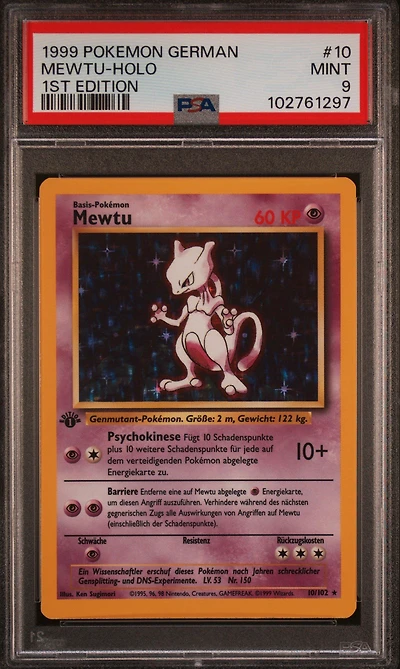 1999 Pokemon German 10 Mewtu-holo 1st Edition PSA