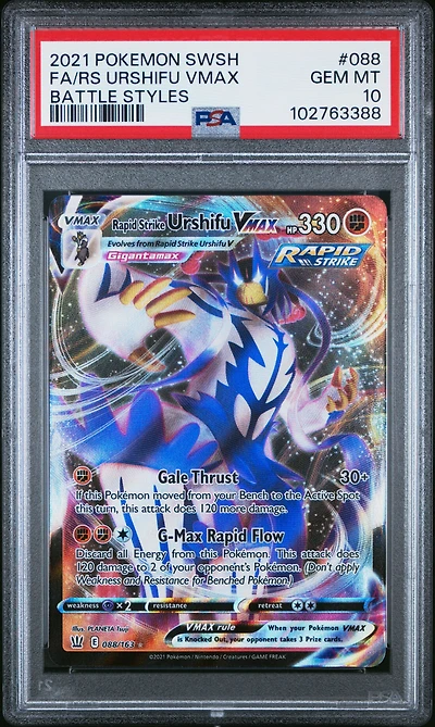 2021 Pokemon Sword & Shield Battle Styles 088 Full Art/rapid Strike Urshifu Vmax PSA