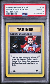 2000 Pokemon Rocket 16 Rocket's Sneak Attack-holo 1st Edition PSA 8