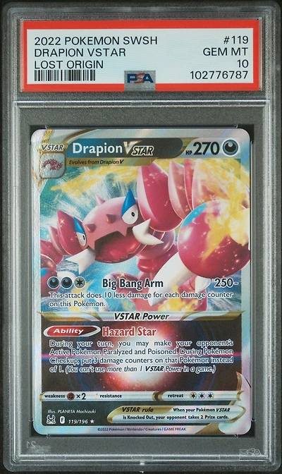 2022 Pokemon Sword & Shield Lost Origin 119 Drapion Vstar PSA