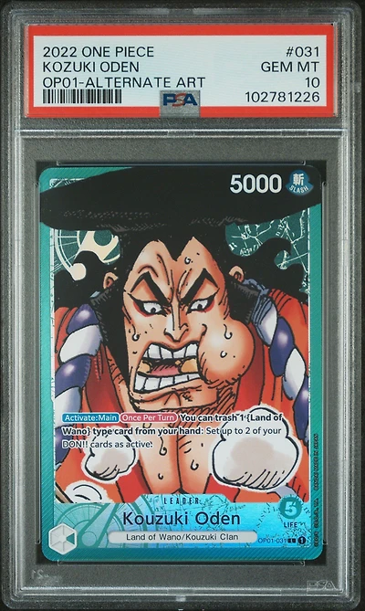 2022 One Piece Op01-romance Dawn 031 Kozuki Oden Alternate Art PSA 10