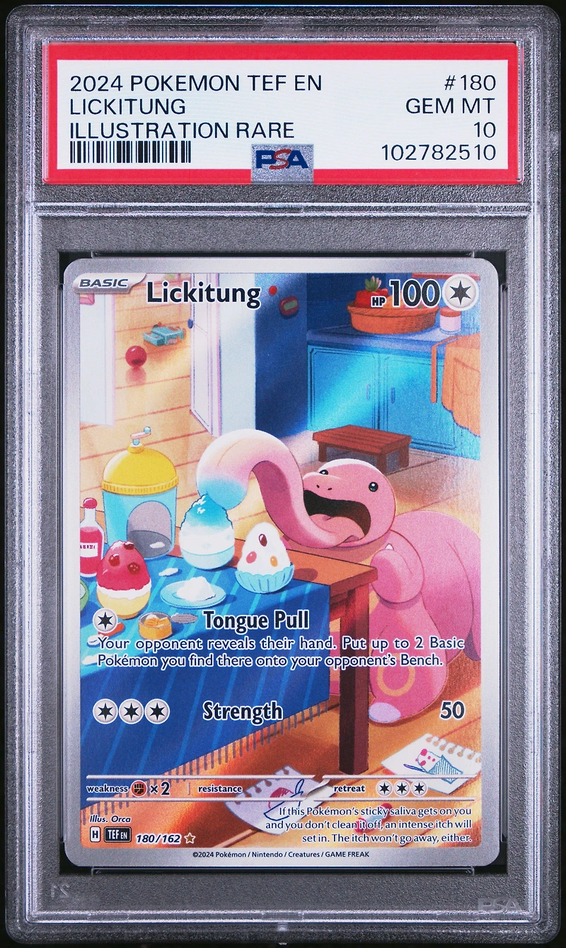 2024 Pokemon Tef En-temporal Forces 180 Lickitung Illustration Rare PSA