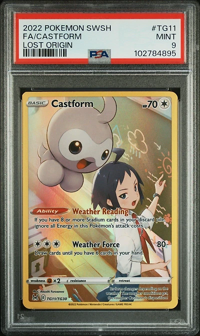 2022 Pokemon Sword & Shield Lost Origin Tg11 Full Art/castform PSA