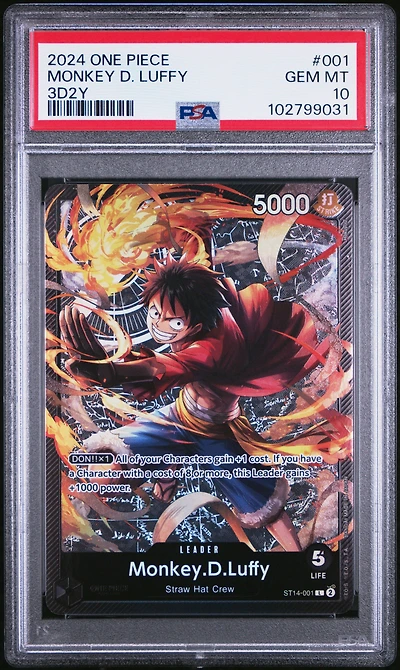 2024 One Piece Starter Deck St14-3d2y 001 Monkey D. Luffy PSA 10