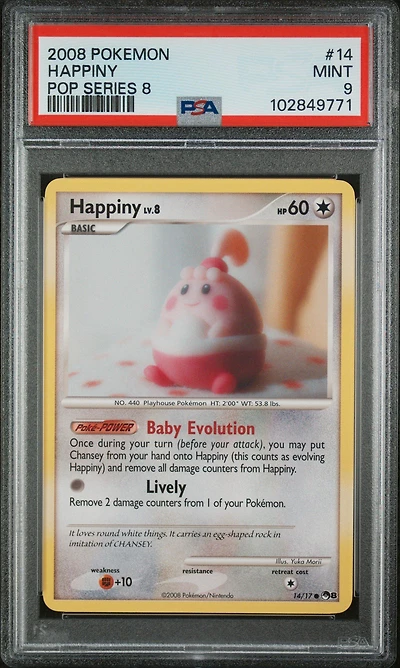 2008-09 Pokemon Pop Series 8 14 Happiny PSA 9