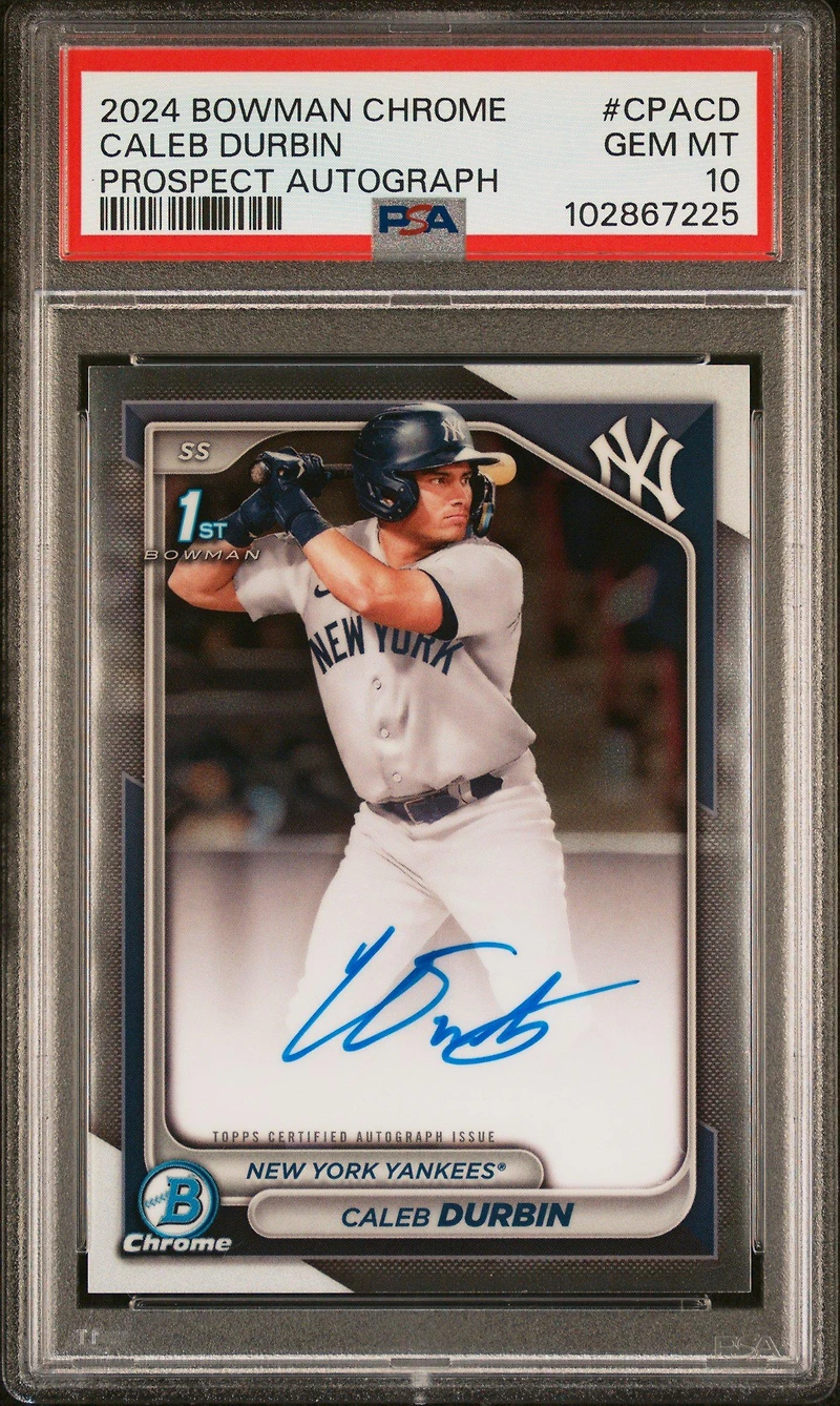 2024 Bowman Chrome Prospect Autographs Cpacd Caleb Durbin PSA 10