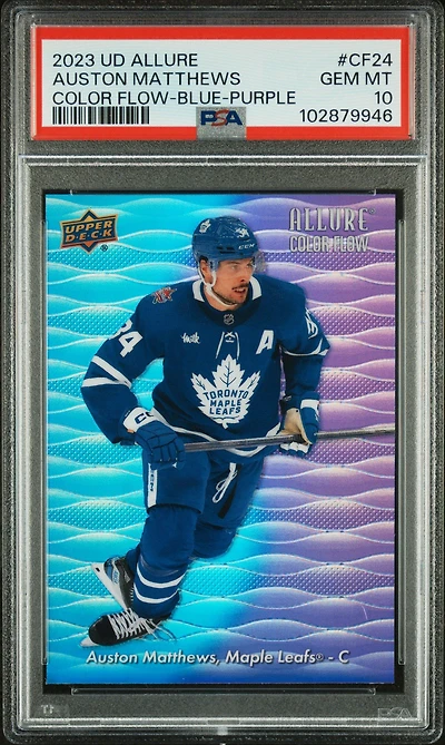 2023 Upper Deck Allure Color Flow Cf24 Auston Matthews Blue-purple PSA 10
