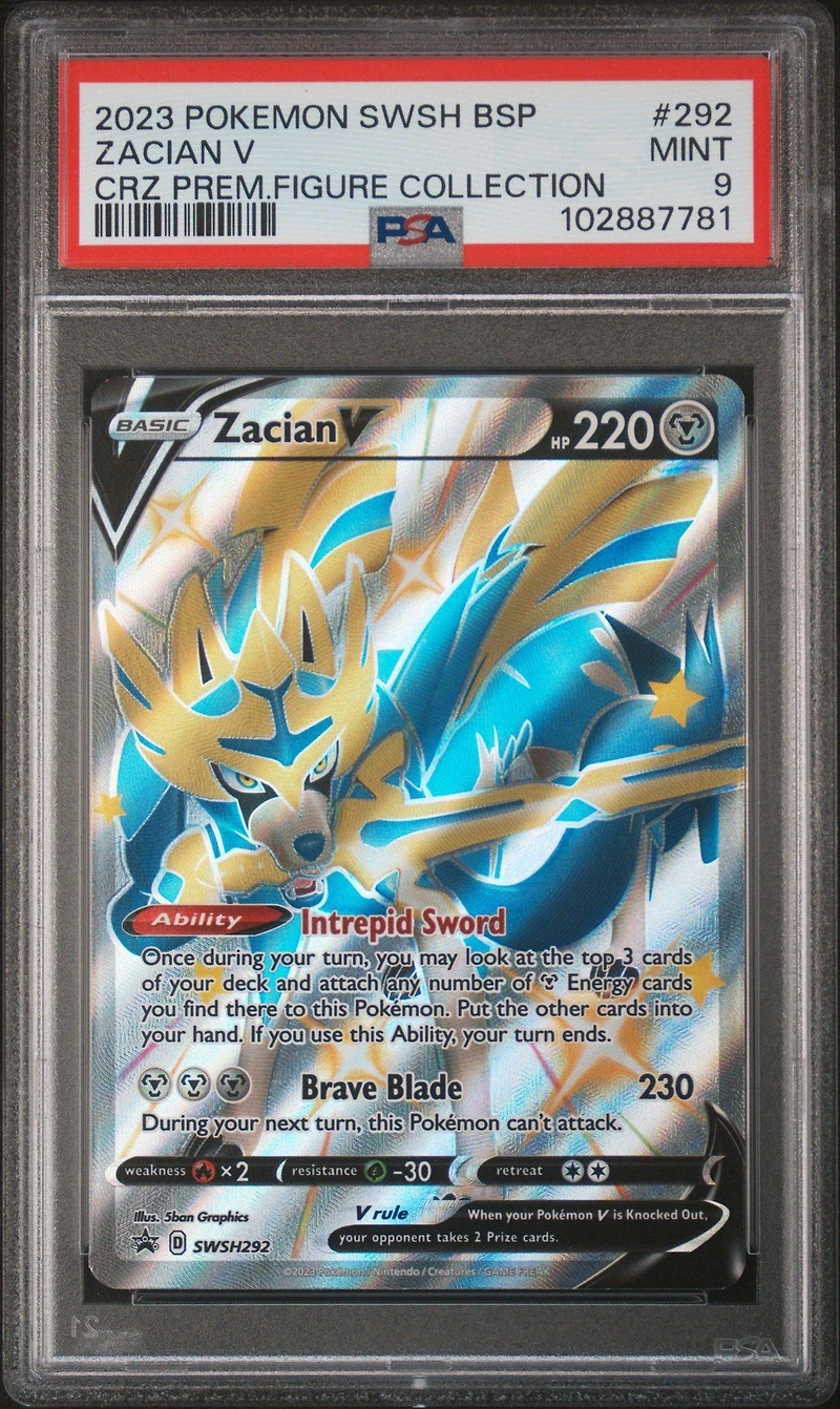 2023 Pokemon Swsh Black Star Promo 292 Zacian V Crown Zenith Premium Figure Collection PSA