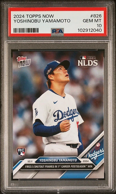 2024 Topps Now 826 Yoshinobu Yamamoto PSA 10