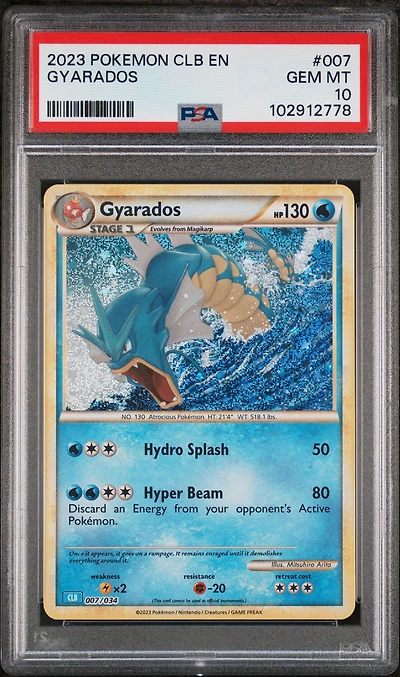 2023 Pokemon Clb-trading Card Game Classic Blastoise & Suicune Ex Deck 007 Gyarados PSA 10
